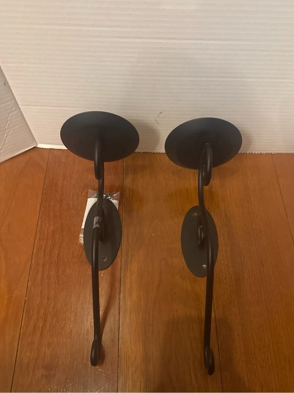 VTG PartyLite Hearthside Black Wrought Iron Wall Sconces Candle Holders Pair